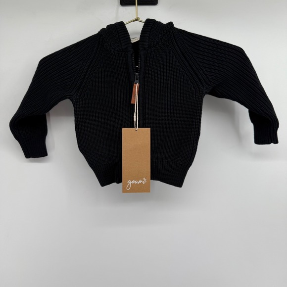 Goumi Kids Other - Goumi Kids Black Knit Full Zip Hooded Sweater 6-12 Months